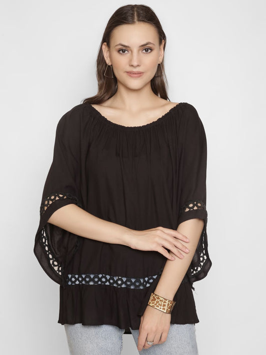 Lace Insert Regular Black Top