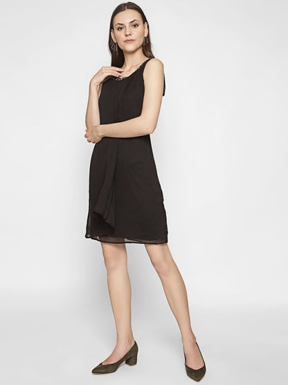 Embellished A-Line Sleeveless Dress
