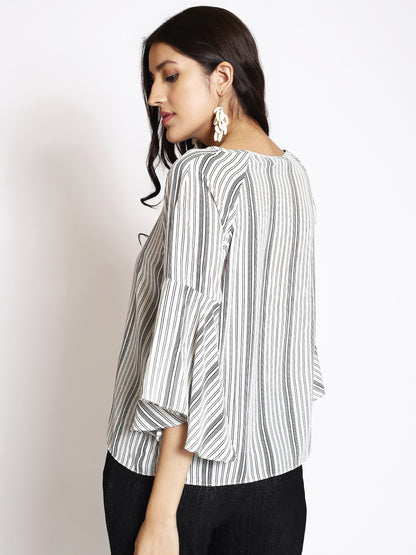 Women's Bell Sleeve Stripped Blouse