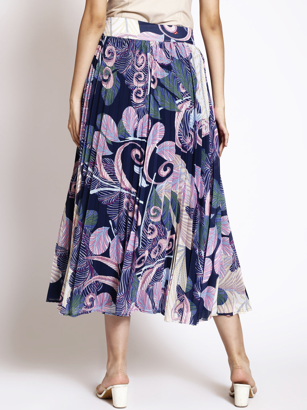 Floral Printed Flared Midi Skirts