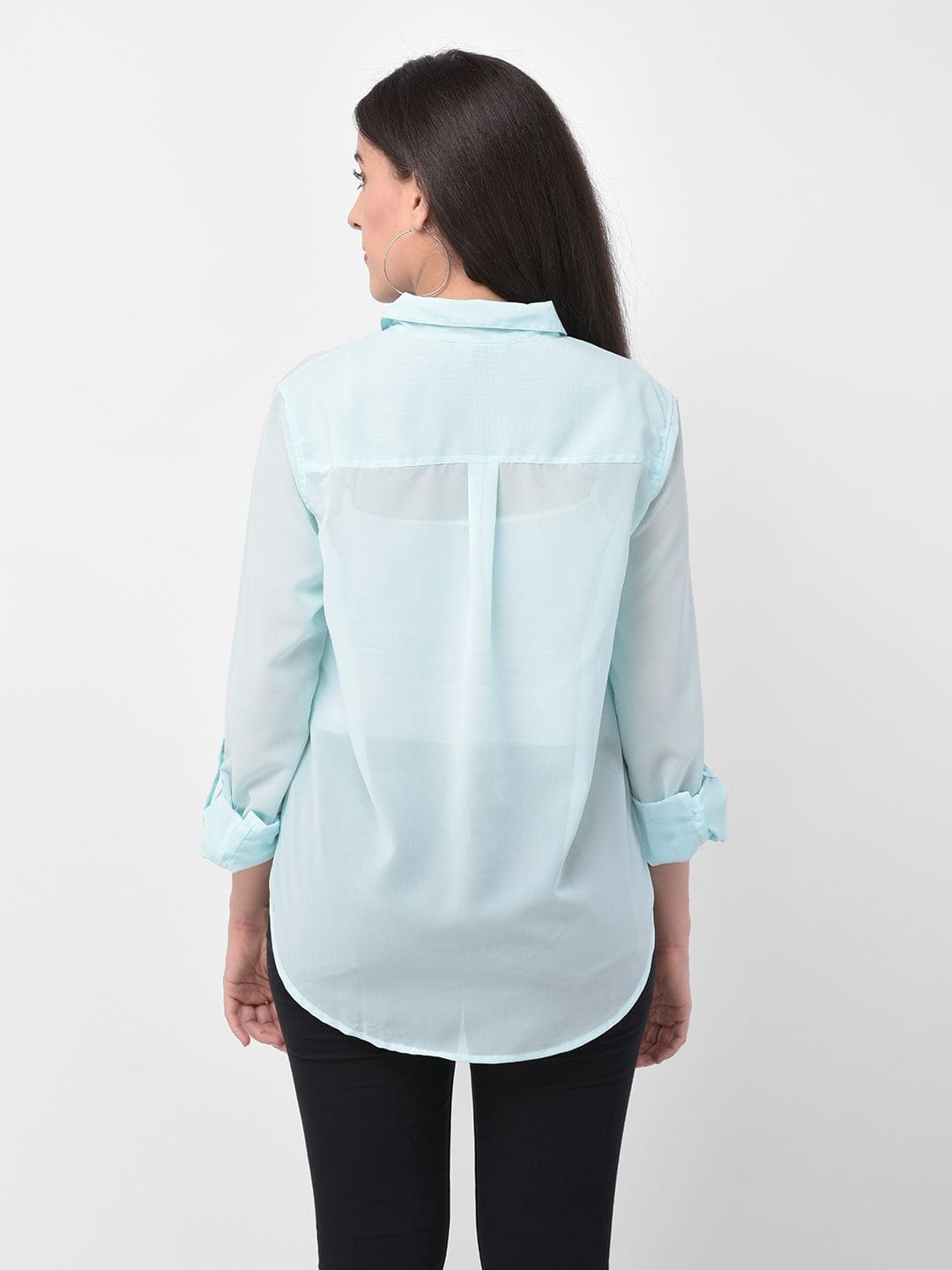 Turquoise Solid Casual Shirt