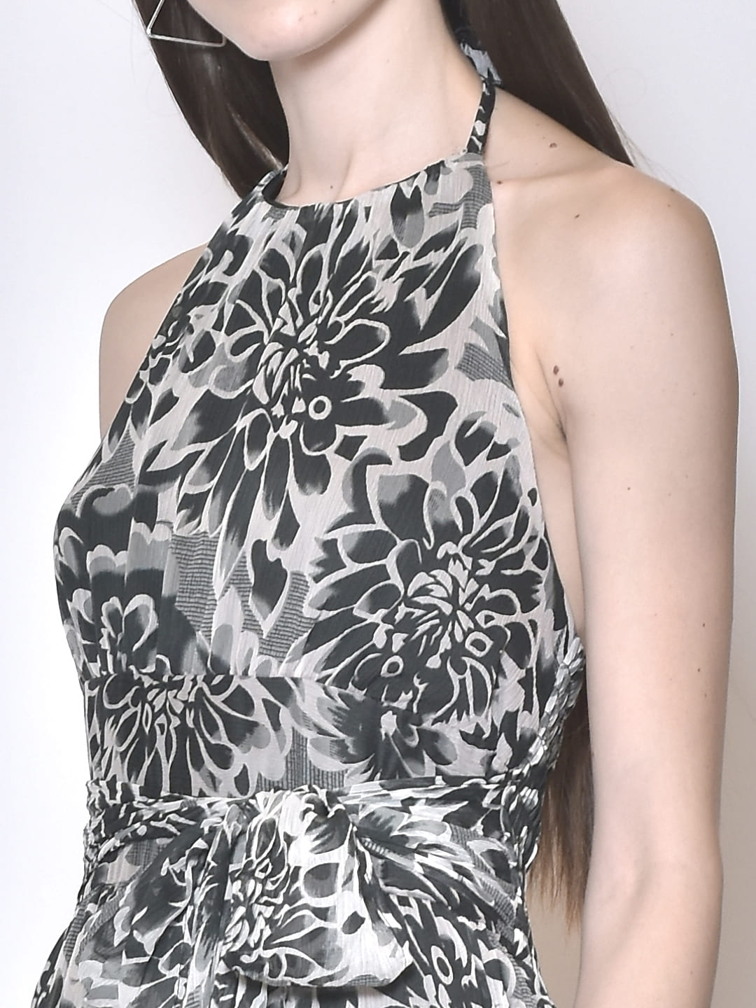 Floral Print Halter Neck Maxi Dress