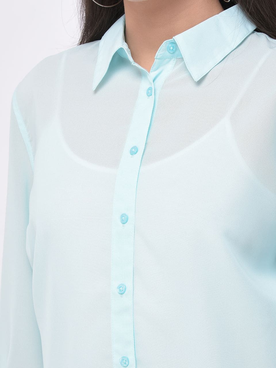 Turquoise Solid Casual Shirt